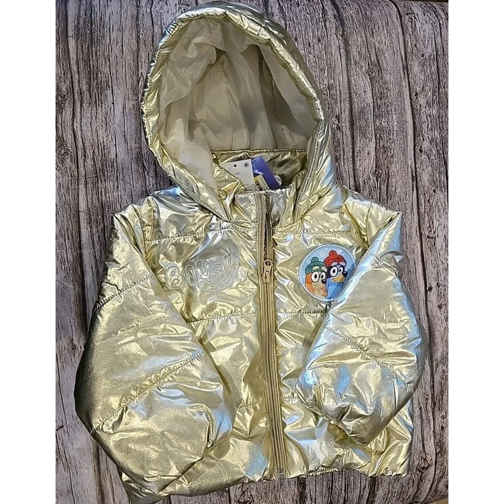 Bluey Gold Puffer Jacket Coat Zipper Closure Baby 12 Months Oversized NWT (218)